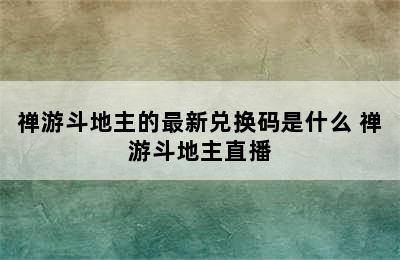 禅游斗地主的最新兑换码是什么 禅游斗地主直播